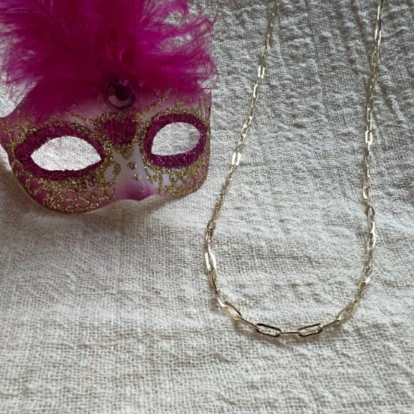 Paperclip Chain necklace 14k real gold Necklace 16 inches perfect gift - Picture 6 of 10